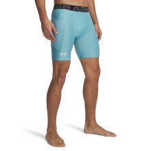 Pantaloni Corti Compression Under Armour HeatGear Uomo, Blu Haze / Bianco, X-Large Tall