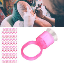 100Pcs Disposable Microblading Pigment Ring Cups with Sponge, 1.6cm