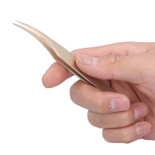 Gold SemiCurved Stainless Steel Eyelash Extension Tweezers Fine Tip