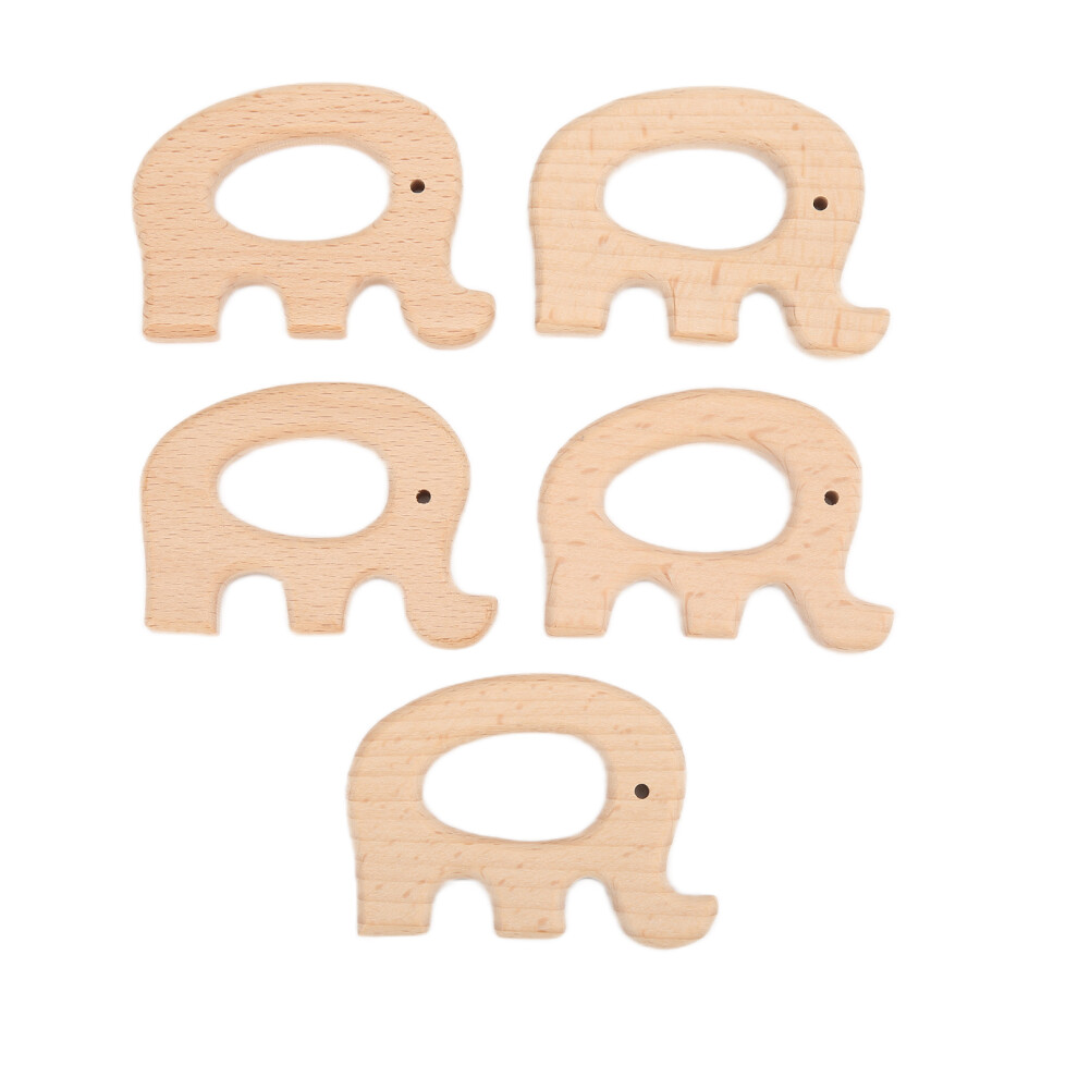 5Pcs Wooden Beech Teether Toys Natural Impact-Resistant Safe Baby Teething Rings