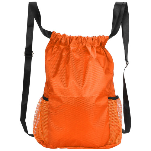Waterproof Drawstring Backpack Orange 41x34x13cm Travel Storage Bag 1