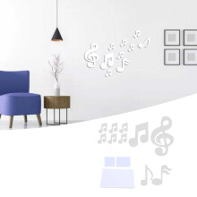 Music Note Wall Decor DIY Silver Embossed Wall Sticker for Bedroom & Home Decor