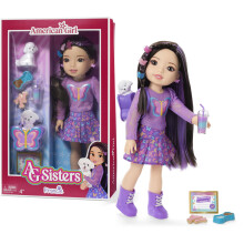 Muñeca Francie de American Girl, Ojos Marrones, Pelo Largo Castaño Oscuro con Reflejos Morados, 14.5", Edades 4+