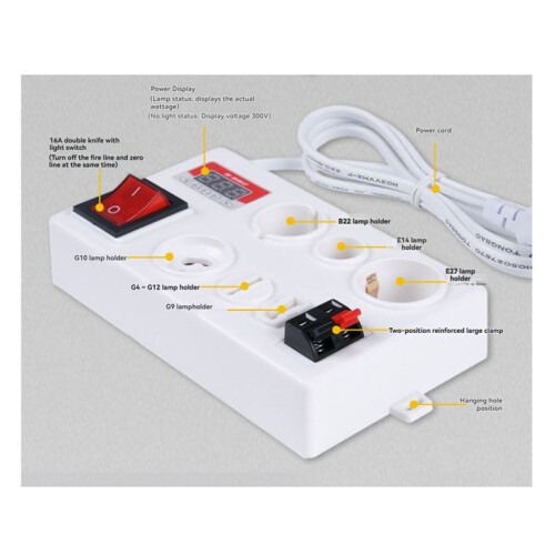 3X E27 B22 E14 Lamp Bulb Tester, LED Light Voltage Power Quick Test Box, Fast Testing with Power Display EU PLUG 2