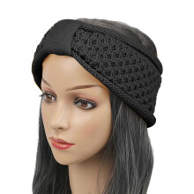 Women's Winter Warm Headband Fuzzy Fleece Lined Thick Knitted Ear Muffs Fashion Criss Cross Knotted Ear Warmers Black Free Size