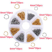 Edelstahl-Karabinerverschlüsse, offene Biegeringe, Quetschperlenkappen-Set für DIY-Armband- und Halsketten-Schmuckherstellungssets