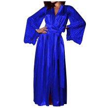Vestaglia da donna in pizzo, vestaglia lunga in seta, vestaglia maxi in raso, camicia da notte con scollo a V e perizoma, accappatoio a maniche