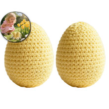 Conjunto de 2 Ovos de Páscoa de Crochê Feitos à Mão (5 x 7 cm), Revestidos em Tecido e Preenchidos com Espuma, Enfeites Rústicos de Tricô para