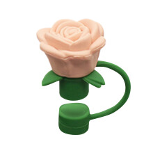 1 Pcs silicone straw covers with rose design, reusable dust toppers for cups – Valentine straw toppers, Gift for Valentine