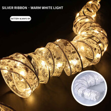 Wide Satin Ribbon with LED Lights, String Ribbon Lights Bow Ribbon Scene Layout Props Decorative Lights