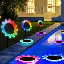 Sunflower Floating Pool Lights, Solar IP68 Waterproof LED Pond Lights with IR Remote – Compatible with Pools, Lawns, Parties