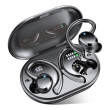 Wireless Earbuds w/ Earhook, IP7 Waterproof, Noise-Cancelling Mic, Stereo Sound – Compatible with Bluetooth Devices