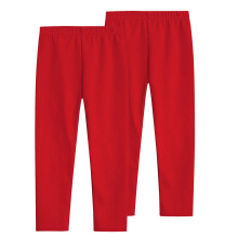 Niedliche, dehnbare Sportleggings für Kleinkinder, hochgeschnittene Yogahosen, knöchellang, weich und atmungsaktiv, 2er-Pack, Rot, Größe 9Y