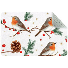 Winter Christmas Rug with Birds and Red Berries 2x3 ft