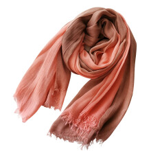Tao Cotton Linen Fashion Scarf,Gradient Two-tone Four Season Scarf Shawl Beach Gauze,Long Lightweight Travel Scarf KhakiFree Size