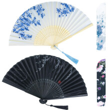 Leques de mão dobráveis para mulheres, leques de papel, leques chineses e japoneses para festas, leques de mão dobráveis de seda de bambu para
