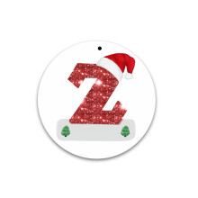 Christmas 26 Letter Ornaments, Christmas Initial with Red Hat Christmas Tree Ornaments, 26 Letter Hanging Pendant Ornaments for Xmas Tree Decorations