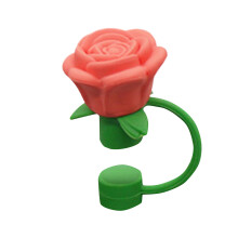 1 Pcs silicone straw covers with rose design, reusable dust toppers for cups – Valentine straw toppers, Gift for Valentine