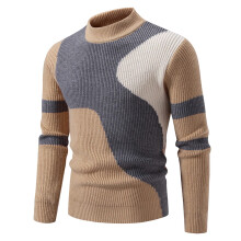 Pull homme à col rond et manches longues en maille unie