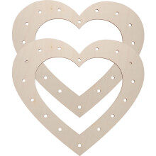 2Pcs Heart Wreath Craft Beige Wooden for Diy Projects Study Room Decor