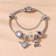 DIY Beaded Bracelet - Multifaceted Fashion Jewelry with Stainless Steel, Brass Alloy, and Rhinestones