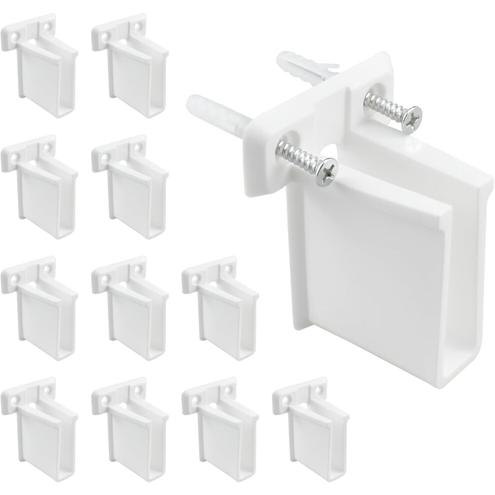 12 Pcs Wire Shelf End Bracket, Heavy Duty Wall Mount White Plastic Closet Shelves Brackets For Shelves Closet (Fasteners Included) 9448483990271