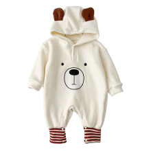 Babyjumpsuit med søt bjørnehettegenser varm fleecefôret snødress for nyfødte for høst og vinter beige 0-3 måneder