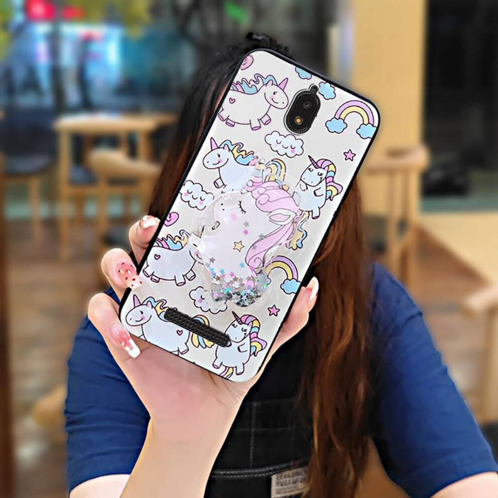 Blu View2/B130dl Phone Case Â Tpu Quicksand Design, Anti-Knock, Rotatable Kickstand, Glitter Lens Protection, Skin-Friendly & Durable 9448483991742