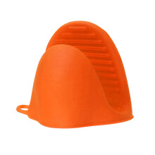 1Pair Orange Silicone Oven Mitts, Heat Resistant, Compatible with Kitchen Use, 4.3x3.9", Hanging Loop