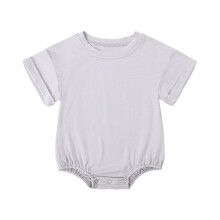 Baby Girl Bodysuits Short Sleeve Romper Soft Playwear Comfortable Everyday Outfit for Toddler 6 to 24 Months Light Gray 6-12 Months