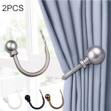 Decorative Curtain Holdbacks, Round Finials, Antique Silver, Set of 2 – Compatible with Standard Curtains