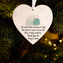 Flat Acrylic Heart Sea Glass Ornament, 3.14in, White – Durable, Scratch-Resistant, Fade-Resistant Friendship Keepsake for Christmas Tree, Home Decor