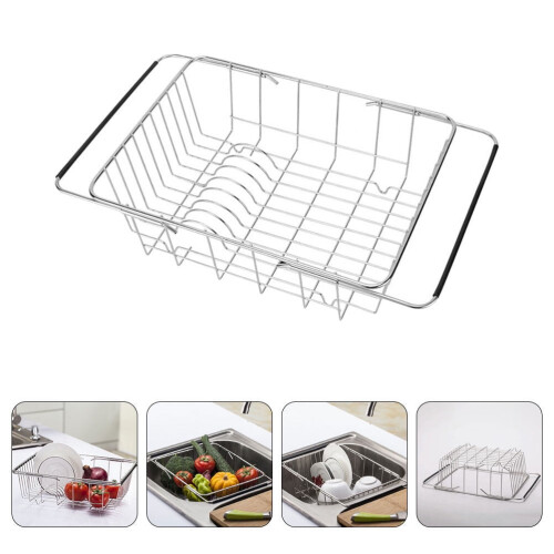 Kitchen Sink Drain Basket Rack Set with Curved Bottom Dish Strainer for Efficient Kitchen Sink Drainage