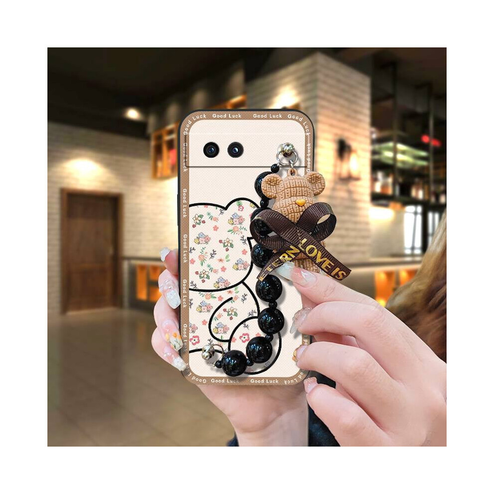 Google Pixel 8A Case – Cute Black Pearl Pendant, Anti-Knock Silicone Cover, Skin-Friendly, Waterproof & Dirt-Resistant White,Black 9448483994842