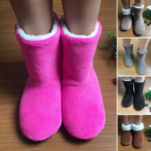 1 Pair Non-slip Floor Boot Socks, Mid-Calf, Plush Lining, Thickened Fuzzy Coldproof Thermal Socks for Women & Men – Compatible with Home Use