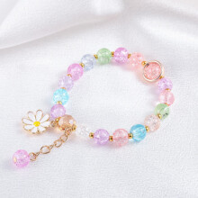 Crystal Stone Bracelet – Rhinestone Flower Beaded Elastic Bracelet, Handmade Fashion Jewelry, Compatible with Strawberry Crystal Hand String Kit