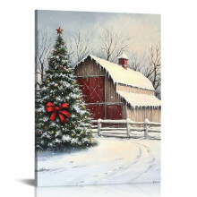 Red Barn Canvas Wall Art, Canvas Prints Wall Art for Living Room Bathroom Bedroom Office, Art Print Painting for Home Decorations - 12x16in