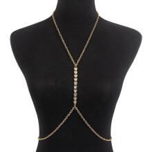 1 piece of chest chain, heart rhinestone chest chain, fashionable splicing chain, sexy casual style bikini body chain