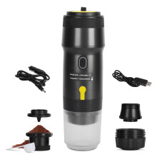 Portable Electric Espresso Machine Travel Cordless Coffee Maker Self-Heating for Ground Coffee/NS/DG Capsules for RV Camping Hiking