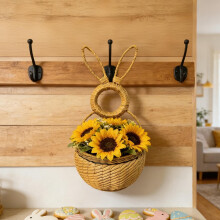 Easter Bunny Wall Hanging Basket – Hand-Woven Wicker, 30