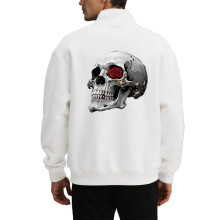 Bluza męska z okrągłym dekoltem i opadającymi ramionami, zapinana na zamek, z nadrukiem na Halloween, na jesień i zimę, na co dzień, z długim