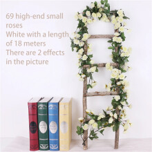 Artificial Rose Vine 2.5m/1.8m – Silky White/Pink/Red, 2-Pack Wedding Backdrop & Home Décor Garland, Compatible with Standard Floral Supports