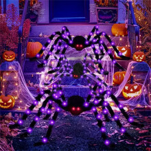49.21in Halloween decorations Halloween luminous spider outdoor party spider decoration holiday decoration trick props 8 kinds of lights