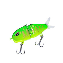 Mini Glide Bait for Bass & Pike, Multi-Jointed Swimbait Wobbler with Double Hook, White Hard Lure + Soft Rubber Fins, Compatible with Bass Fishing