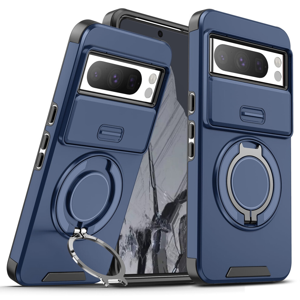 Rugged Military-Grade Shockproof Case For Google Pixel 9 Pro / 9 With Ring Magnetic Kickstand – Compatible With Pixel 9 Pro / 9 Blue 9448483558754