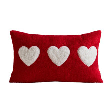 Vierkant decoratief sierkussen met hartjespatroon, zachte pluche sherpa kussenhoes voor bank, bed, stoel en huisdecoratie (19,6 x 11,8 inch)