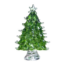Glass Christmas Tree Decor with Star Green