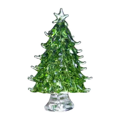 Glass Christmas Tree Decor with Star Green