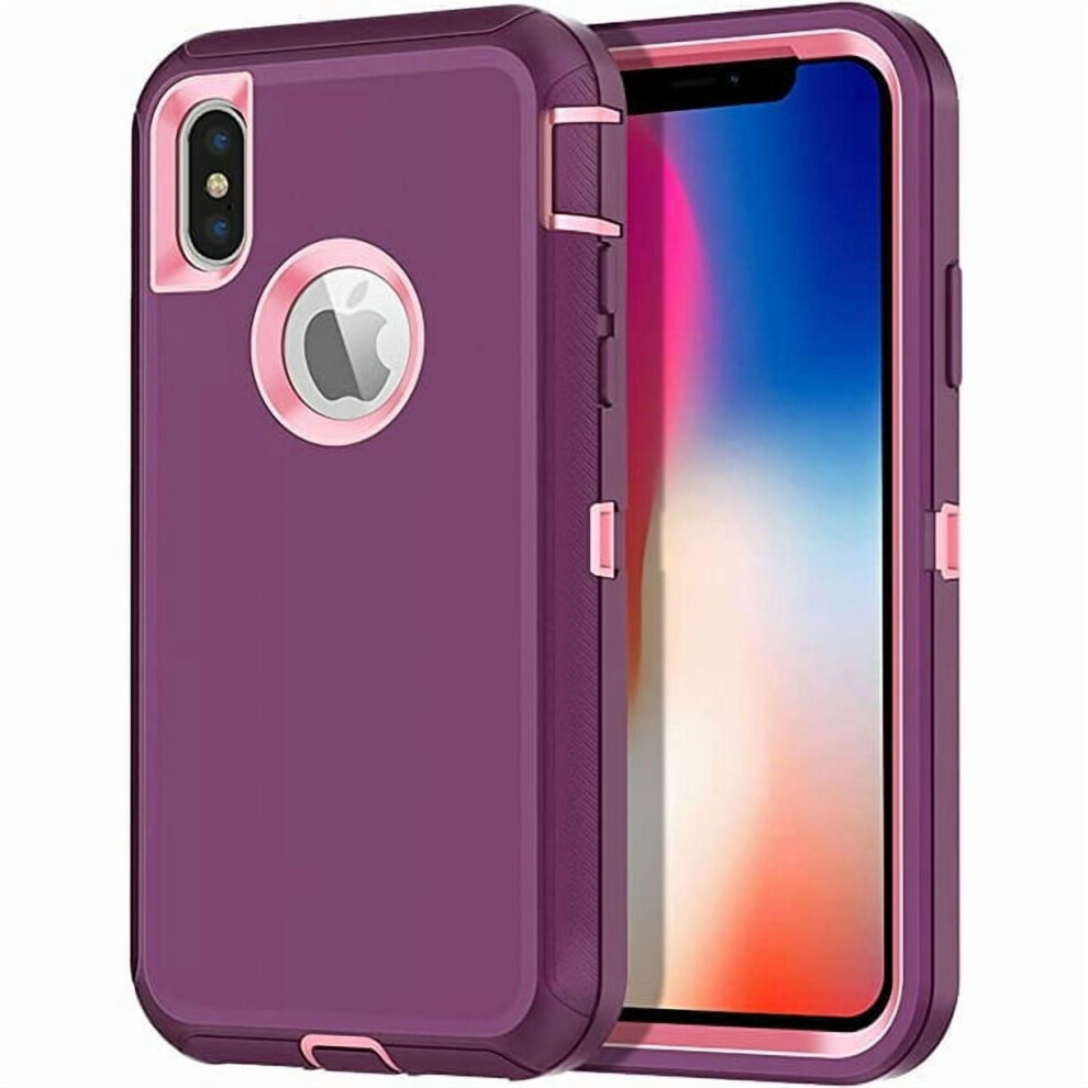 Heavy Duty Shockproof Case For Iphone Xs Max Â 3-Layer Rubber, Shatter Resistant, Tough Armour Rugged Case In Purple 9448483559973