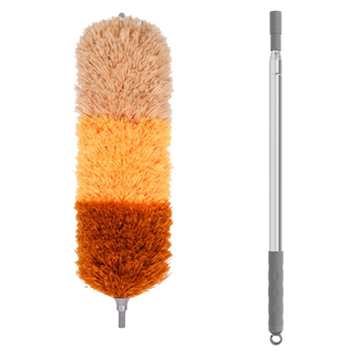 Espanador de microfibra com cabo extensível e cabeça flexível – compatível com tetos altos, ventiladores, persianas, móveis e carros.